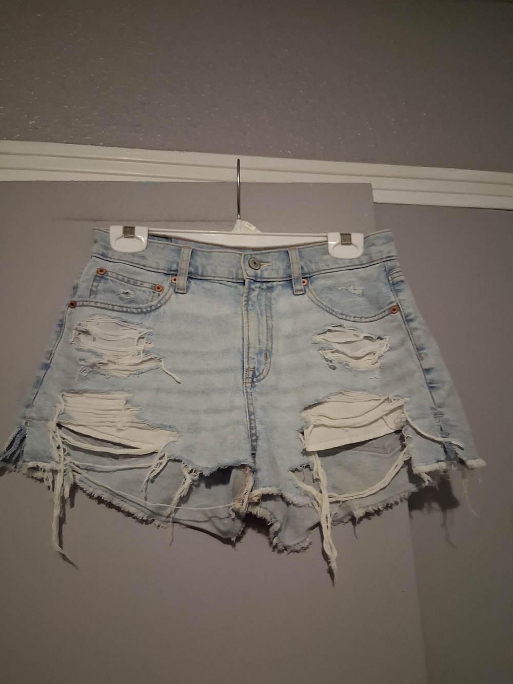 American Eagle Outfitters Light Wash Distressed Denim Shorts